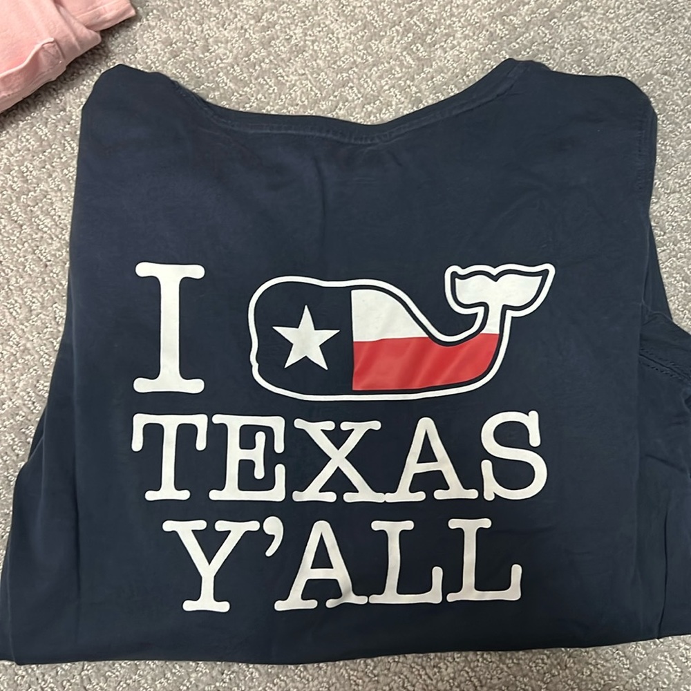 Vineyard Vines “I Whale Texas Y’all” Navy Long-Sleeve Whale Shirt (Womens XS)